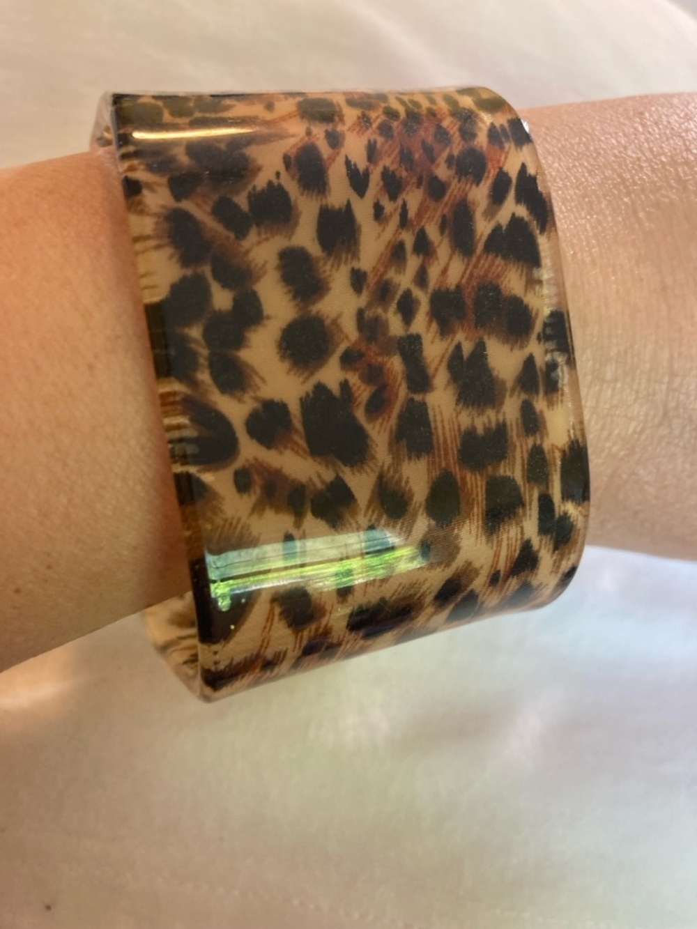 Chunky Animal Leopard Print Square Bangle Bracelet Statement